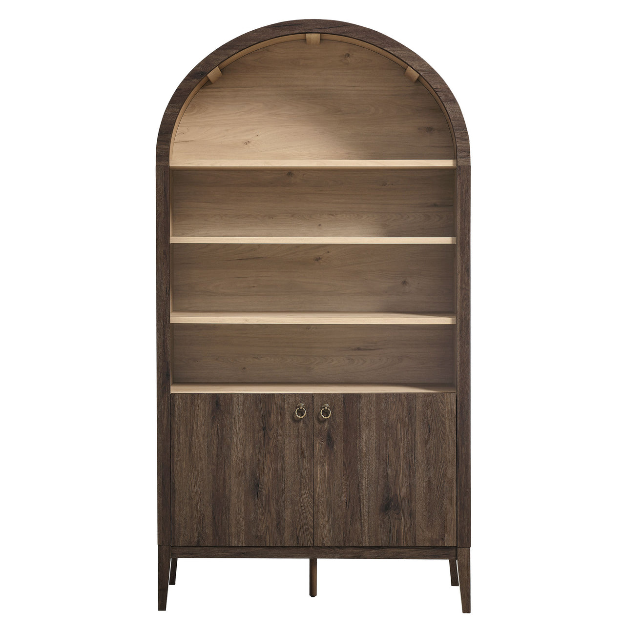 Althene Tall Wide Rounded Display Cabinet | Bookshelf, Dark Walnut