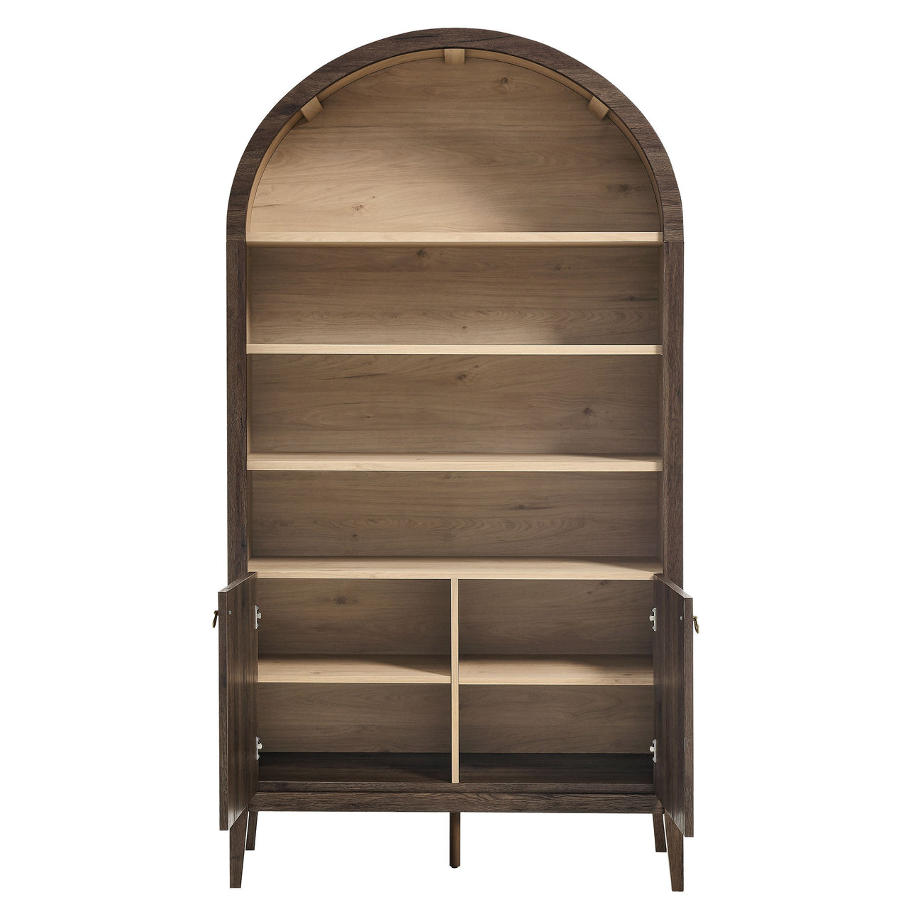 Althene Tall Wide Rounded Display Cabinet | Bookshelf, Dark Walnut