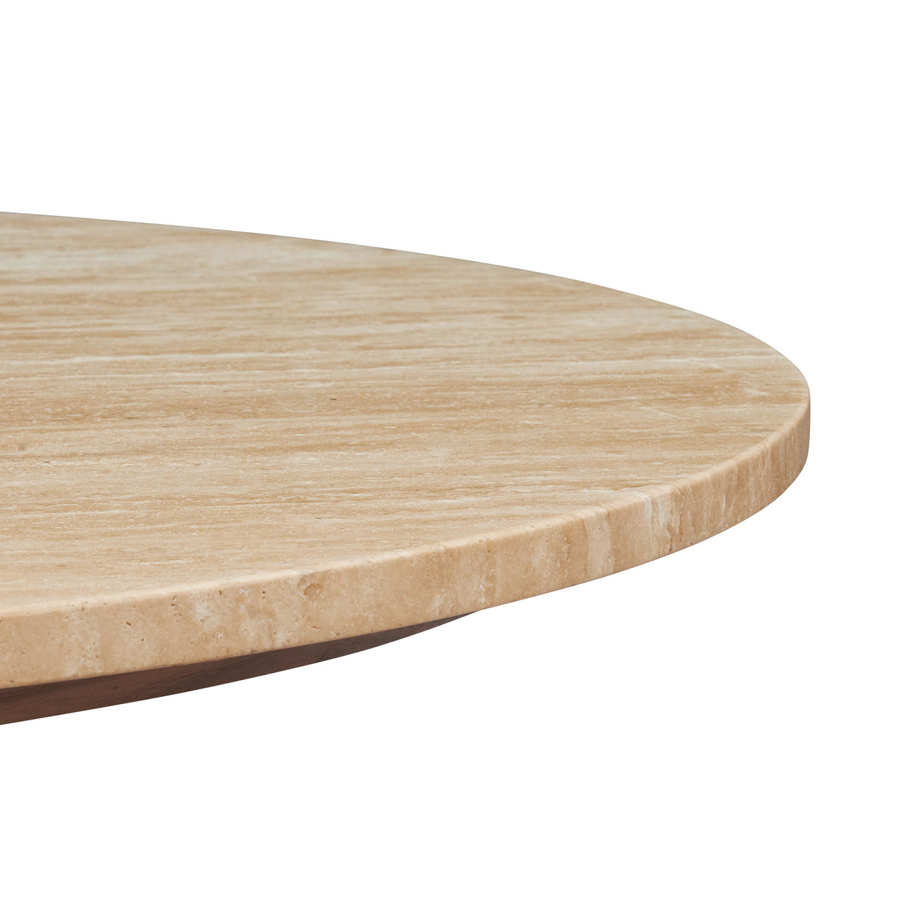 Ilyndra Round Travertine Coffee Table, Brown & Cream