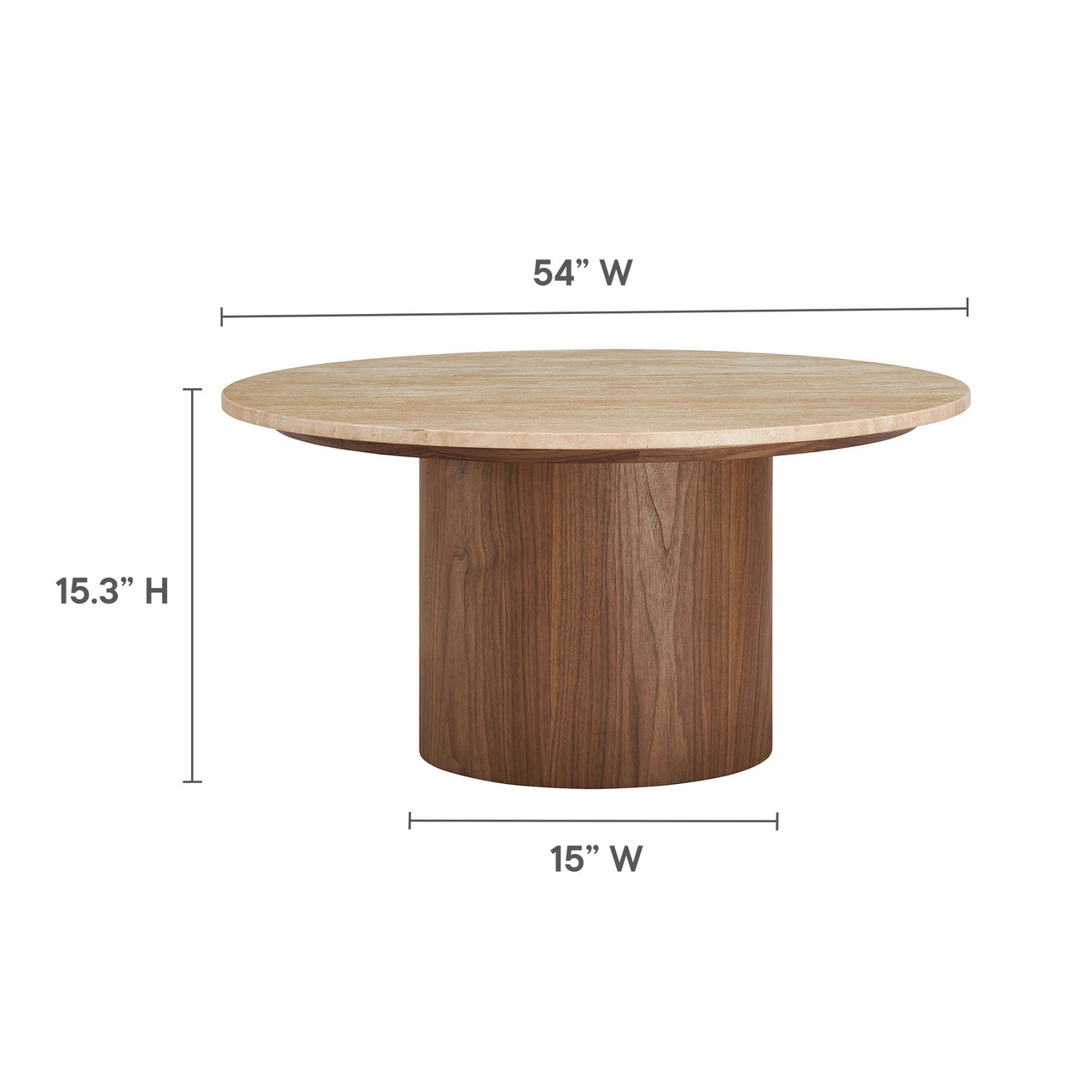 Ilyndra Round Travertine Coffee Table, Brown & Cream
