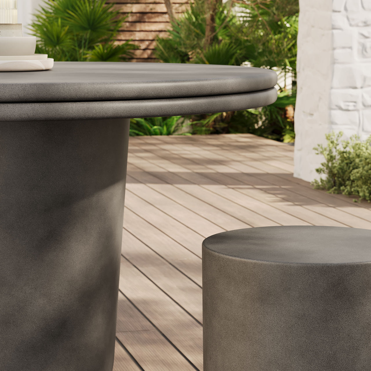 Brynn Indoor | Outdoor Concrete 5-Piece Dining Table Set, Gray