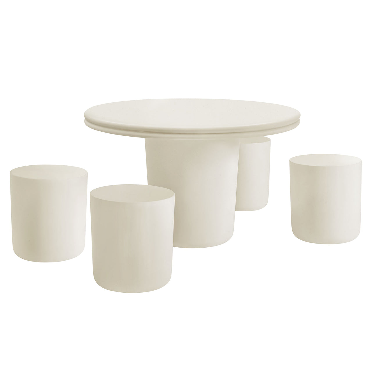 Brynn Indoor | Outdoor Concrete 5-Piece Dining Table Set, White