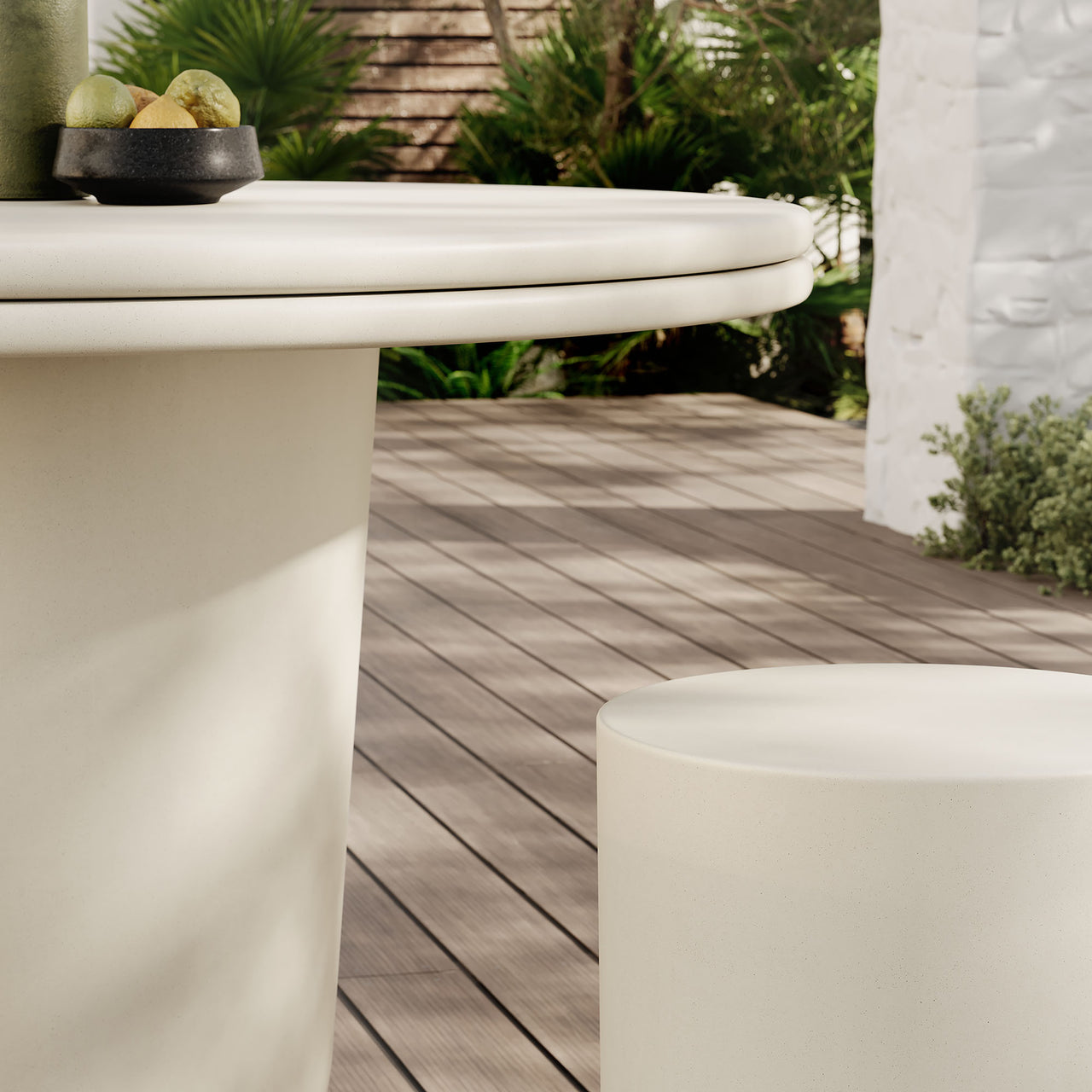 Brynn Indoor | Outdoor Concrete 5-Piece Dining Table Set, White