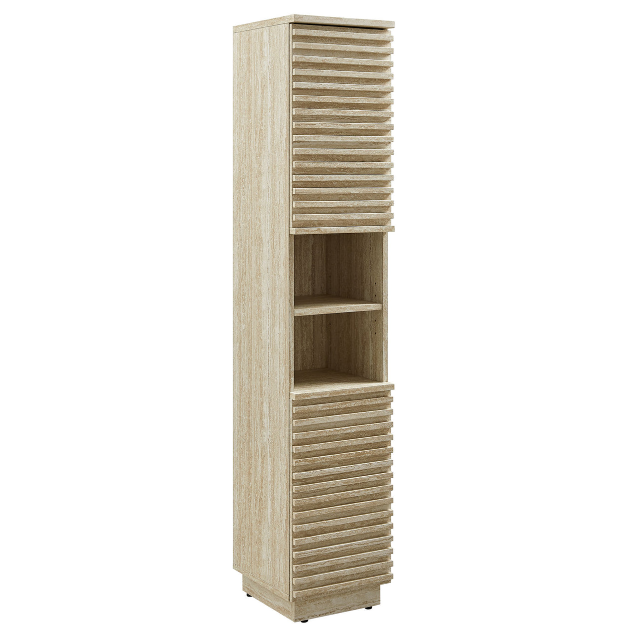 Ventra Tall Plinth Bathroom Cabinet, Travertine