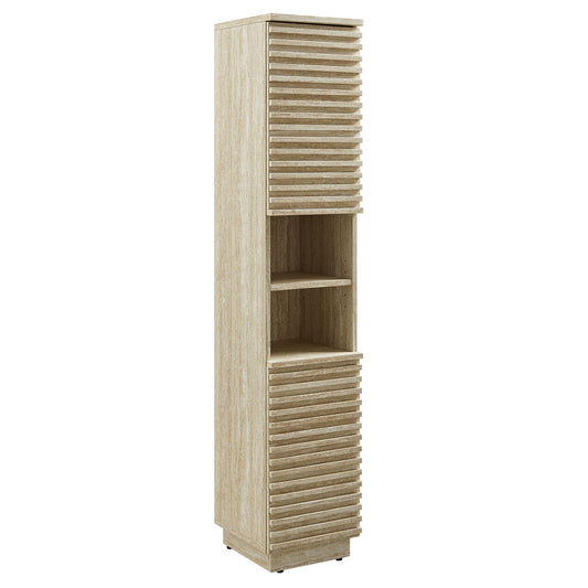 Ventra Tall Plinth Bathroom Cabinet, Travertine