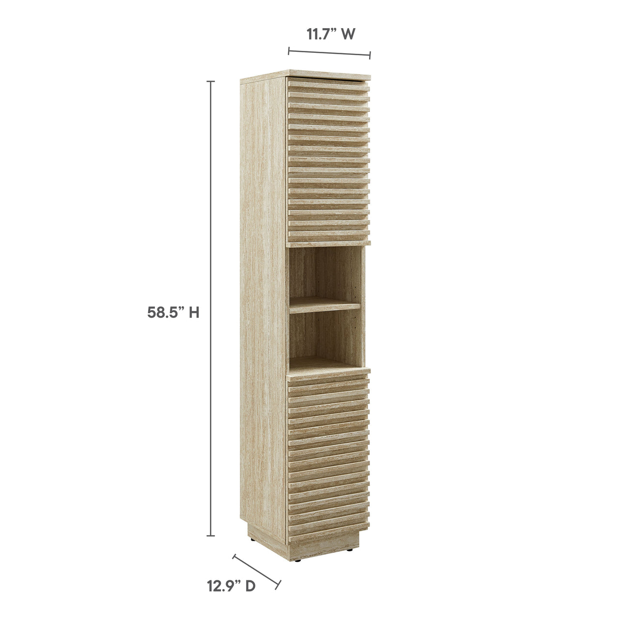 Ventra Tall Plinth Bathroom Cabinet, Travertine