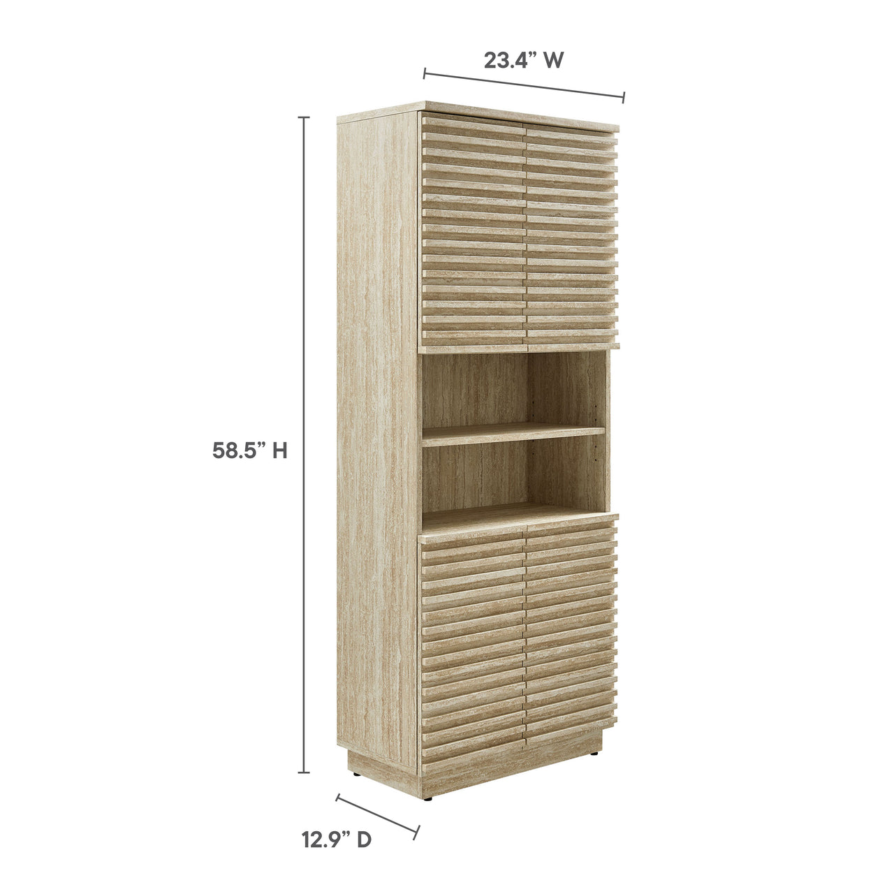 Ventra Tall Bathroom Cabinet, Travertine
