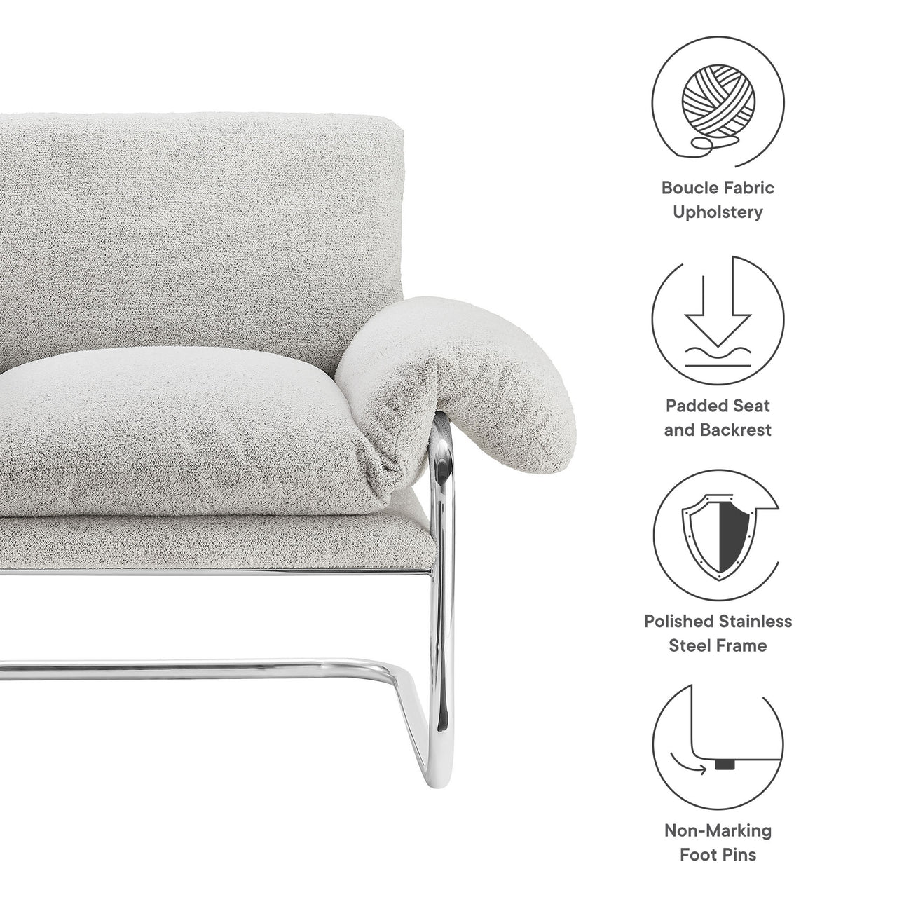 Talora Boucle Armchair, Light Gray