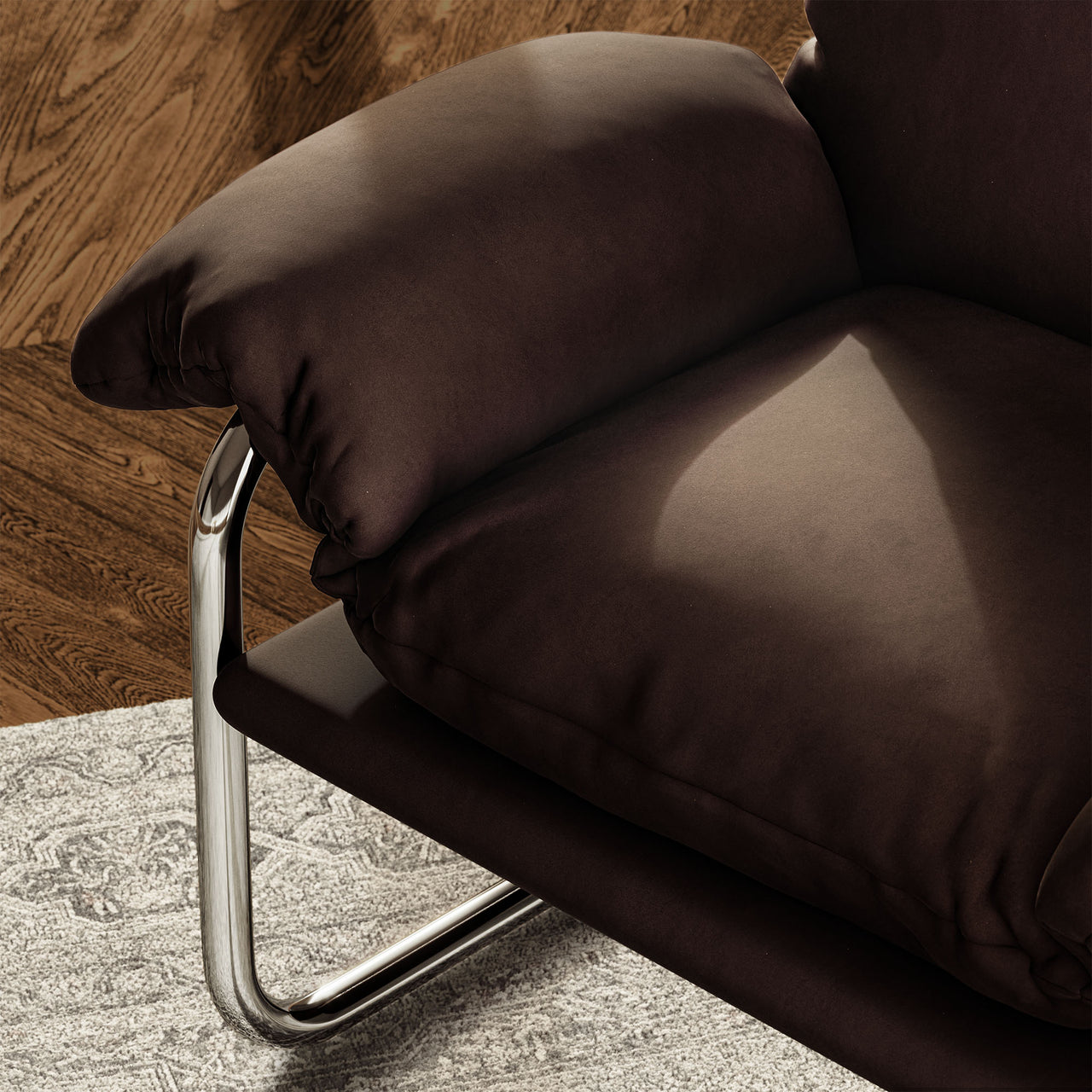 Talora Velvet Armchair, Chocolate Brown