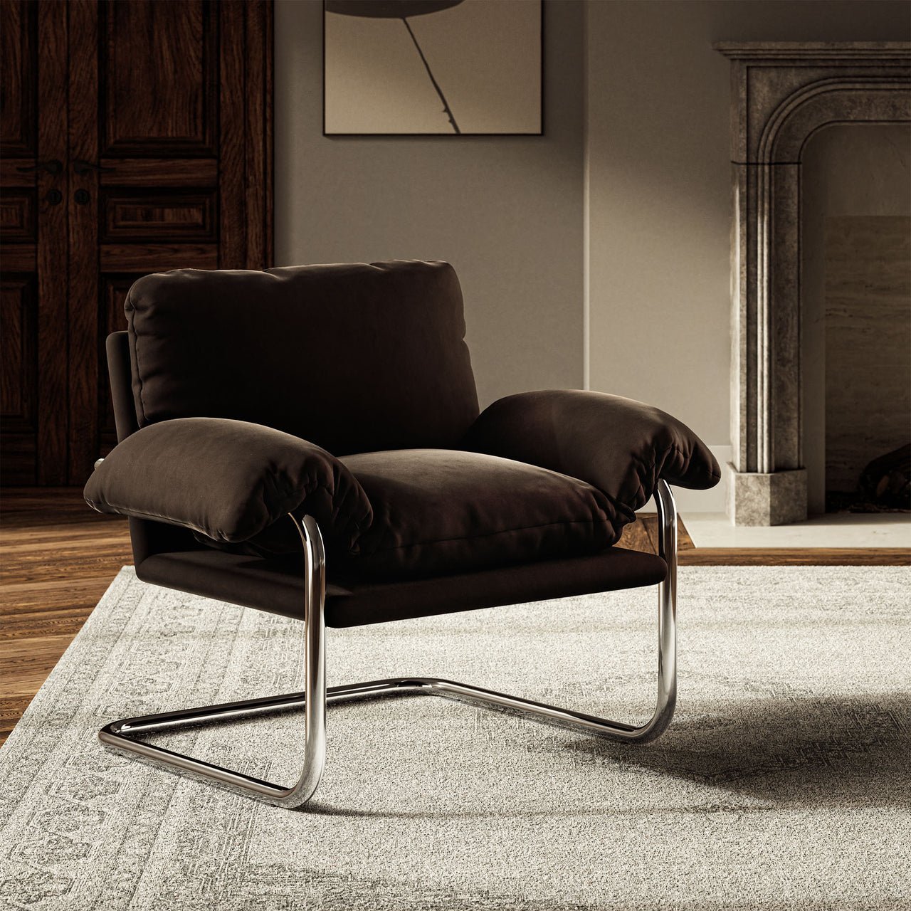 Talora Velvet Armchair, Chocolate Brown