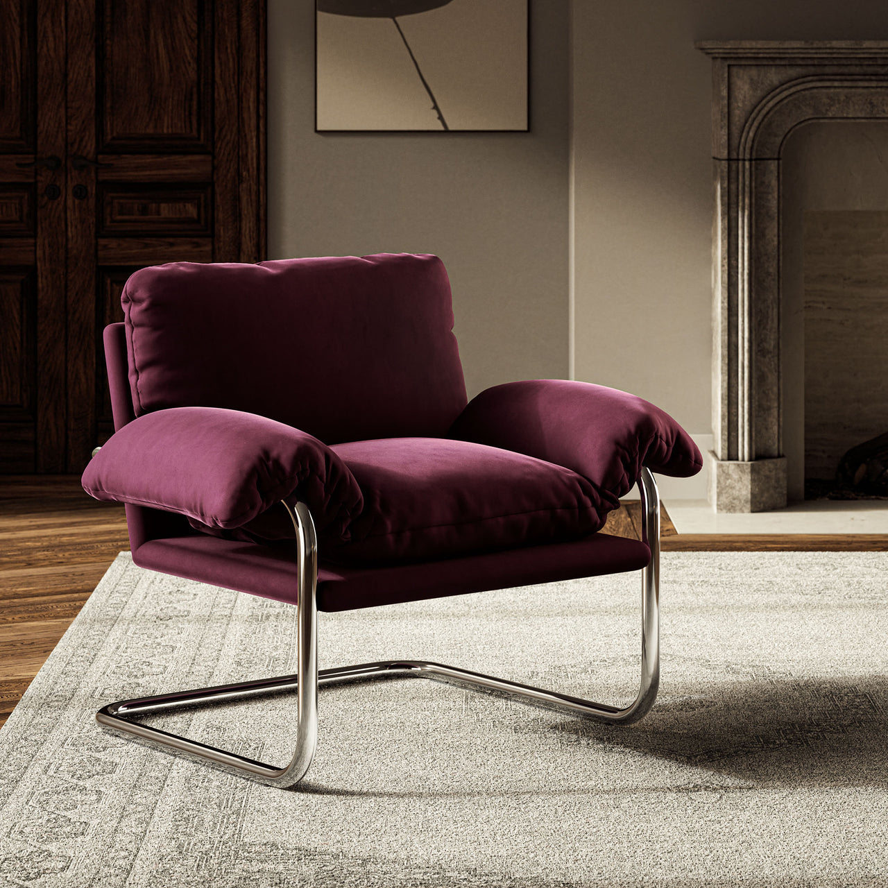 Talora Velvet Armchair, Wine