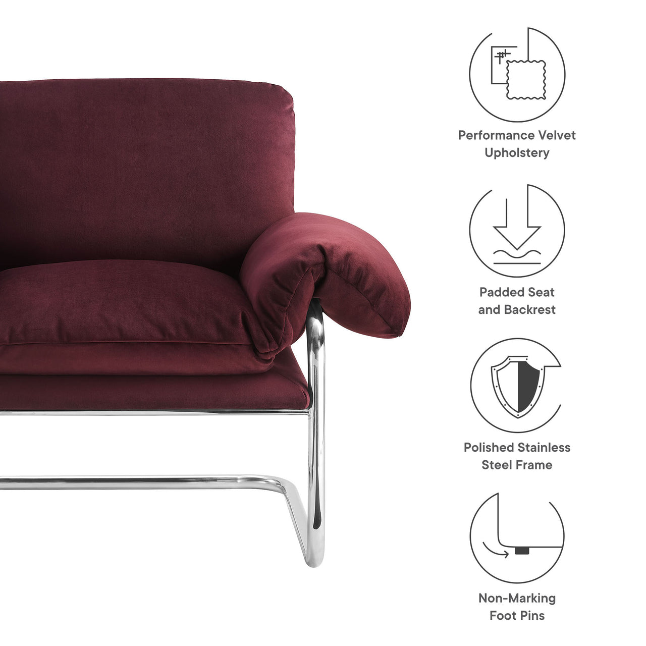 Talora Velvet Armchair, Wine