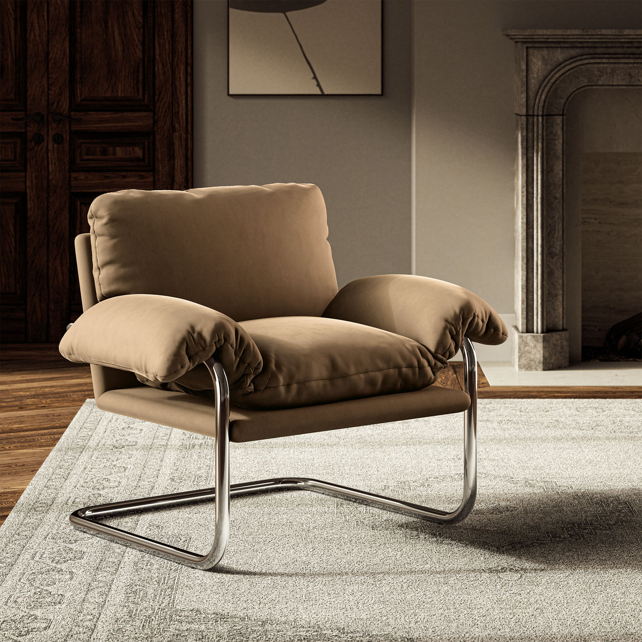 Talora Velvet Armchair, Taupe