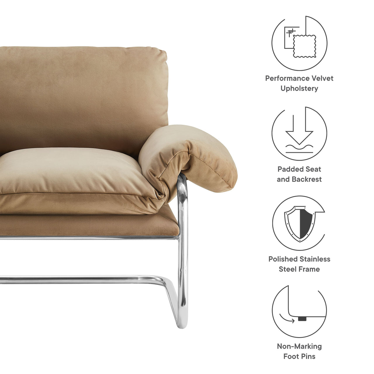 Talora Velvet Armchair, Taupe