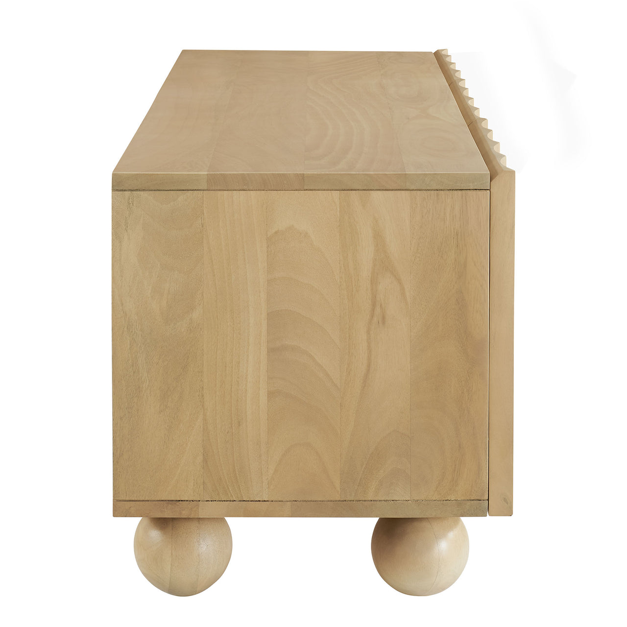 Seismic Carved TV Stand, Small, Natural Wood