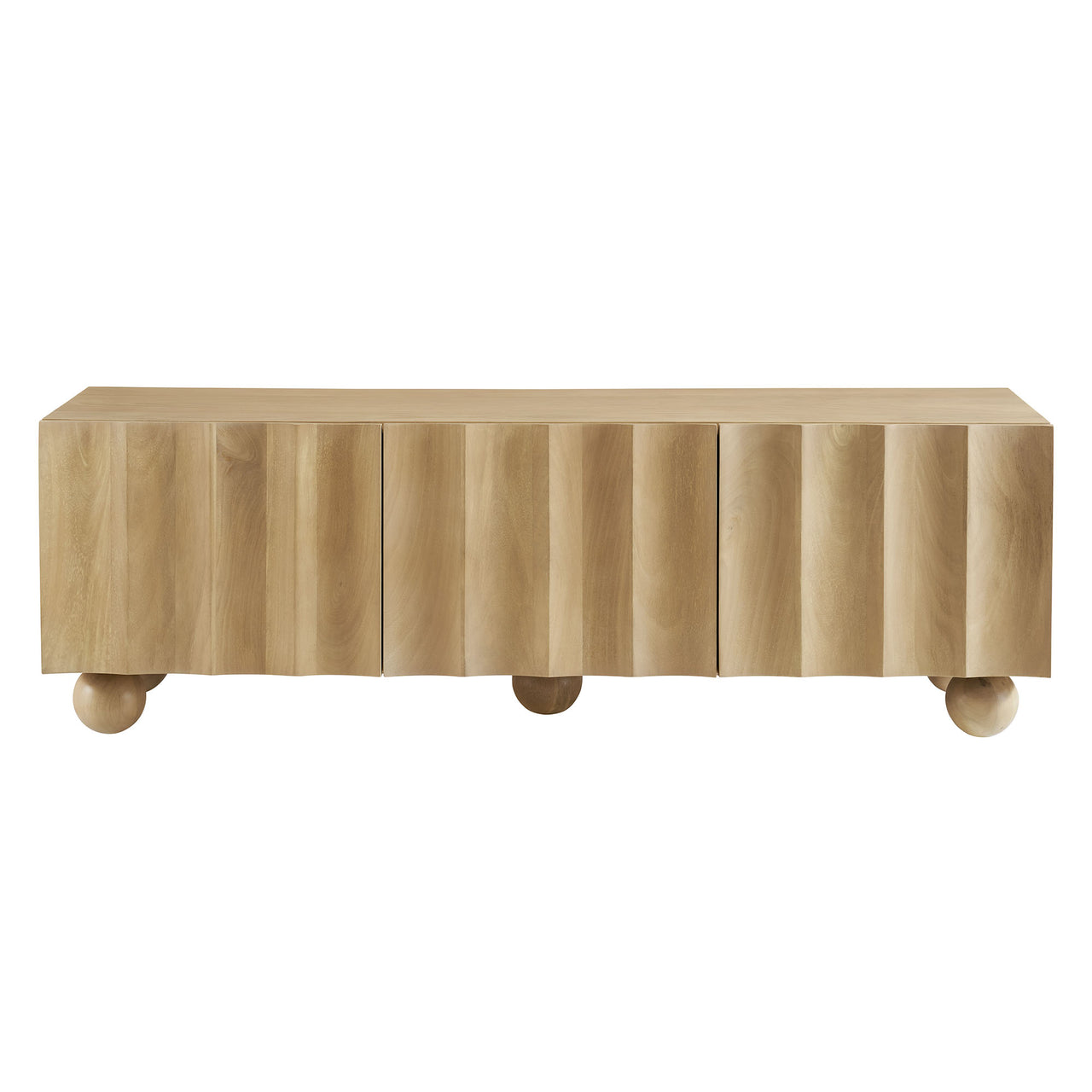 Seismic Carved TV Stand, Small, Natural Wood