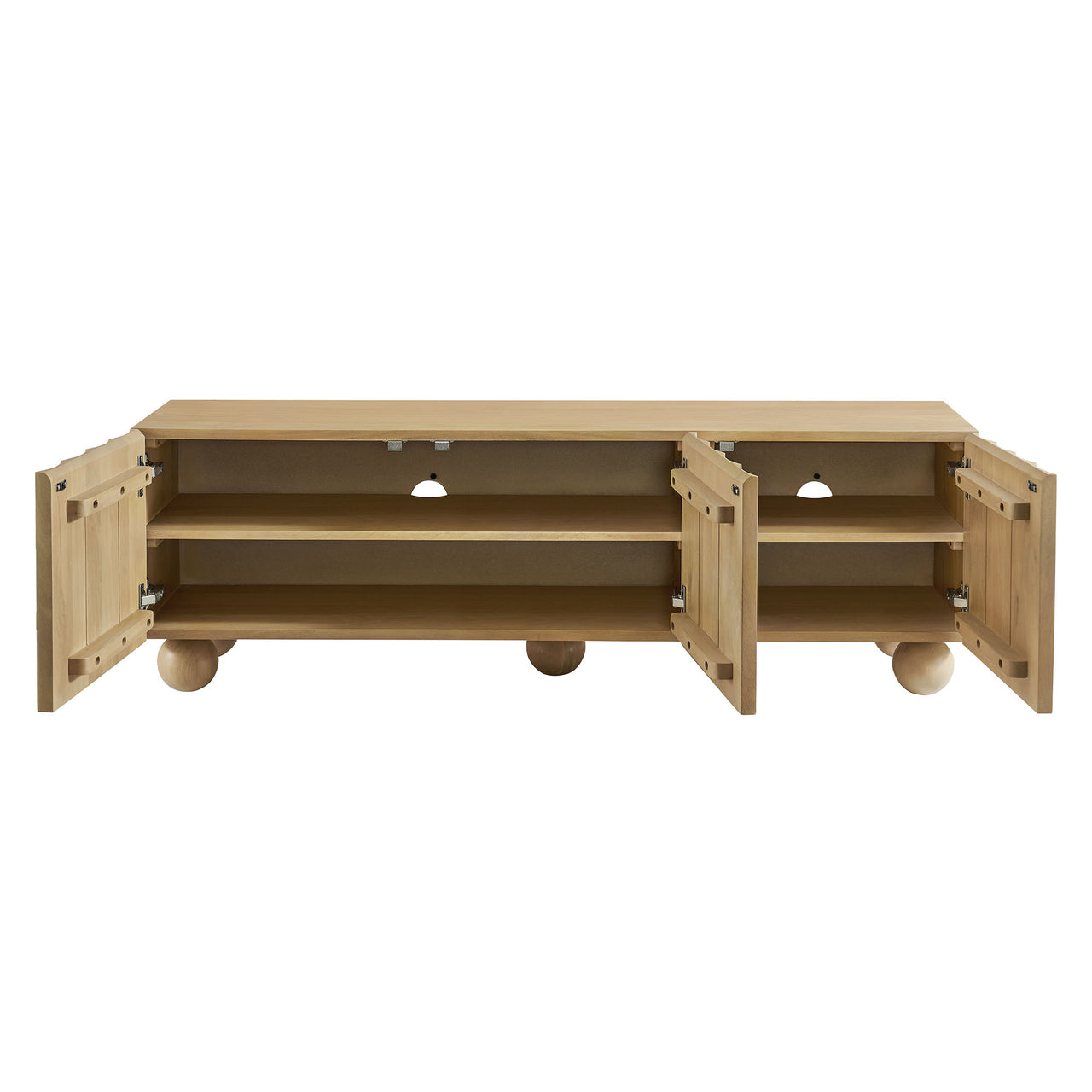 Seismic Carved TV Stand, Small, Natural Wood