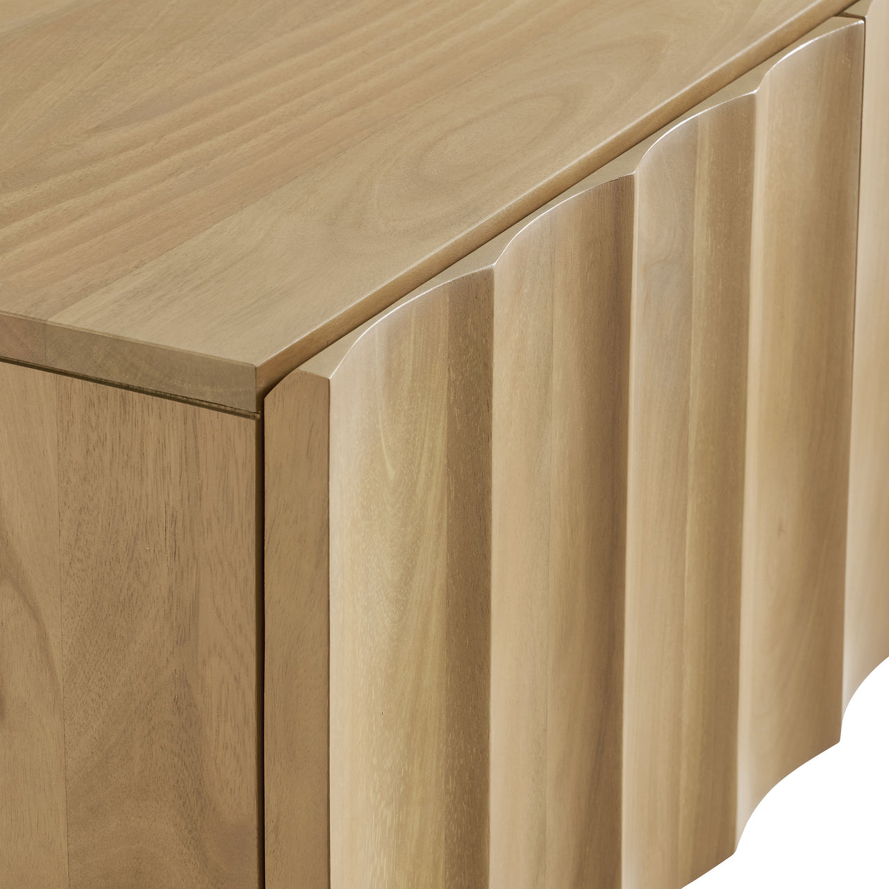 Seismic Carved TV Stand, Small, Natural Wood