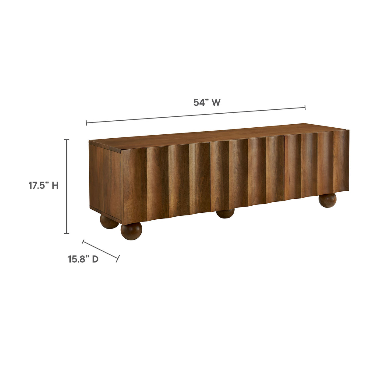 Seismic Carved TV Stand, Small, Walnut