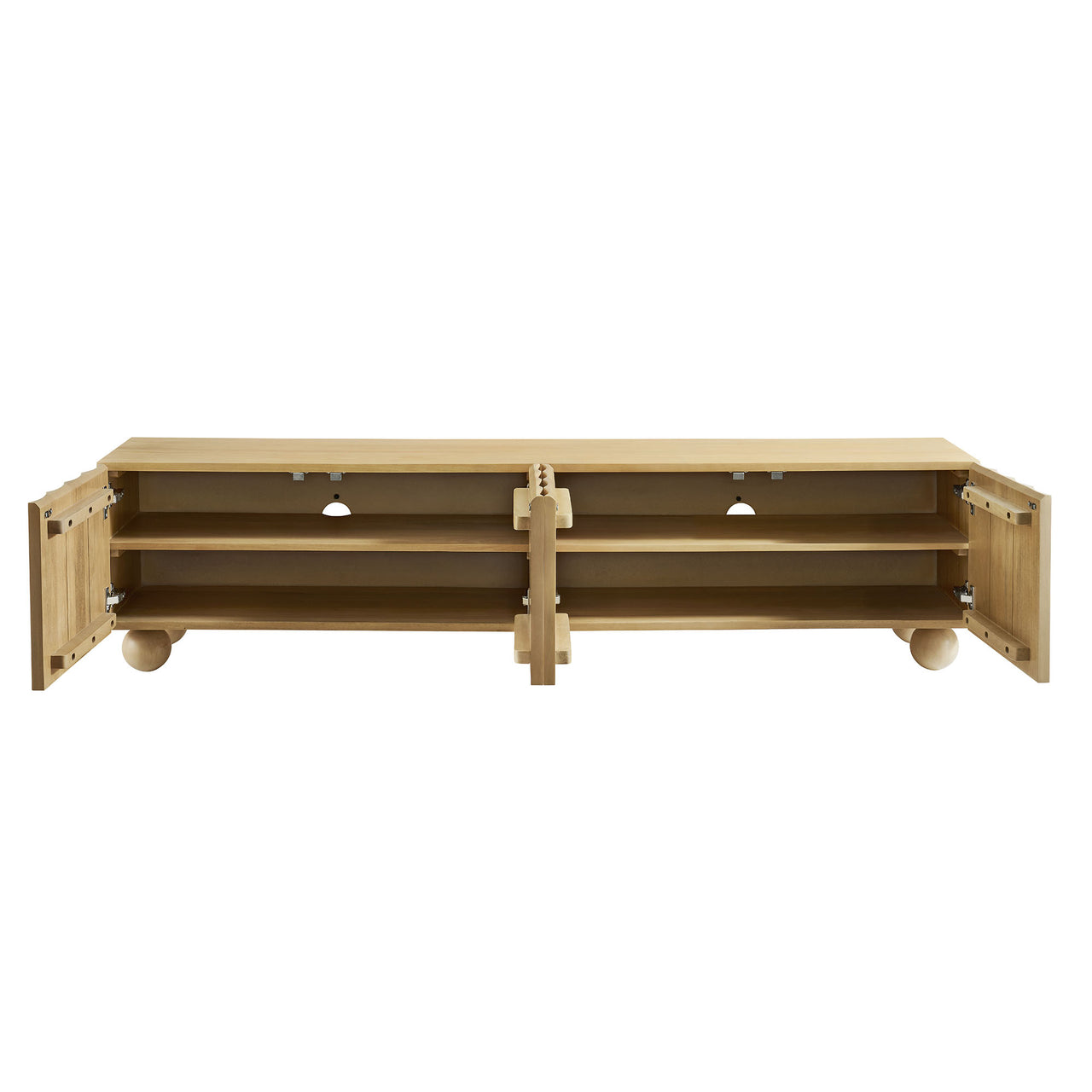 Seismic Carved TV Stand, Large, Natural Wood