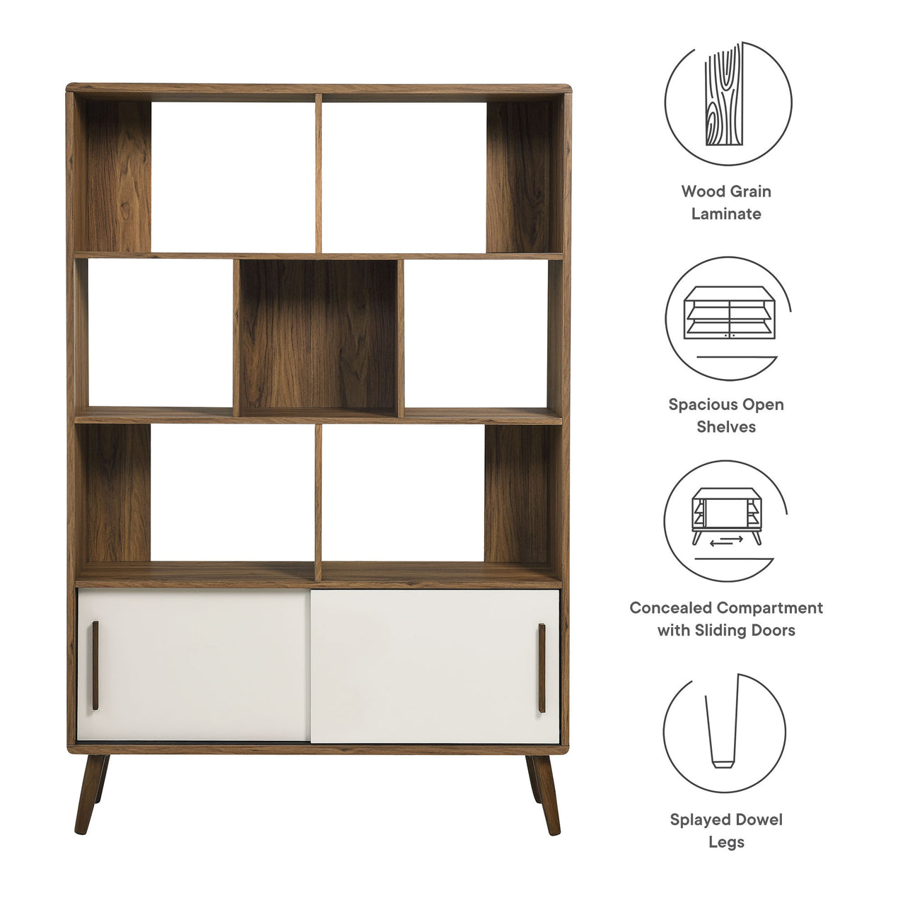 Erisen Bookcase, Large, Walnut & Linen
