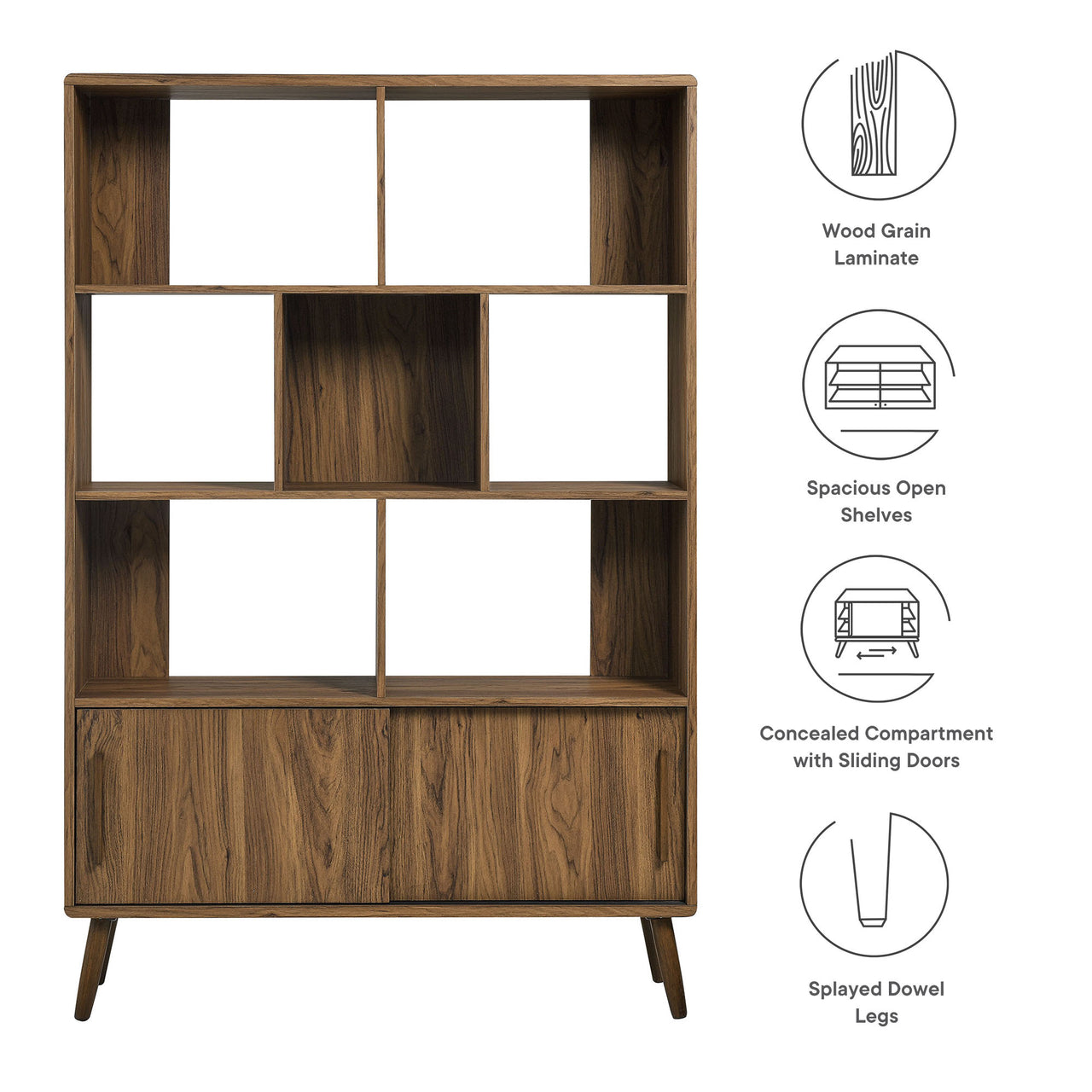 Erisen Bookcase, Large, Walnut