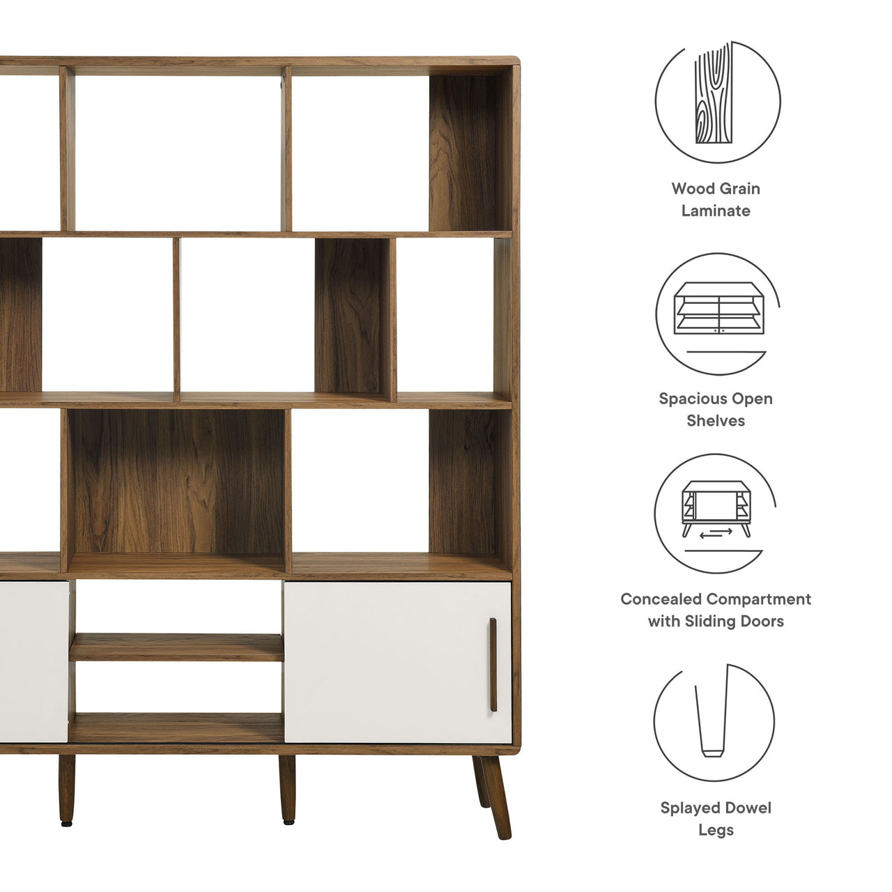 Erisen Bookcase, Extra Large, Walnut & Linen