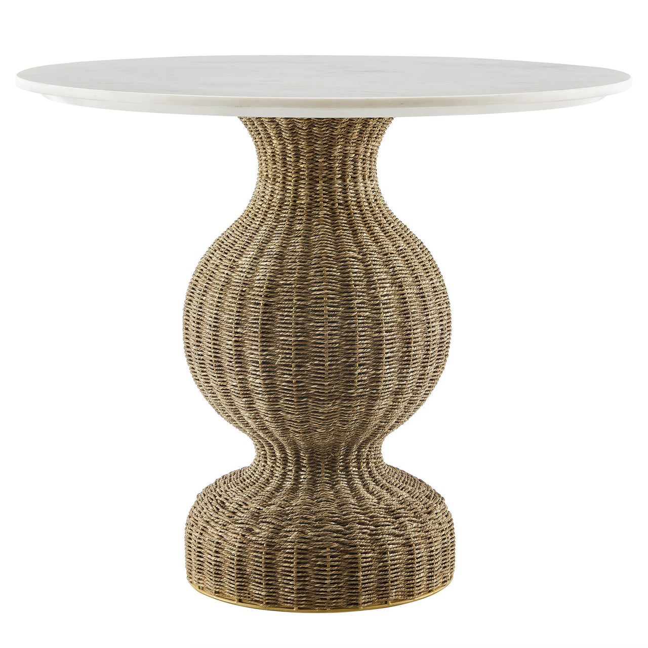 Valthera Round Dining Table, White & Natural Wood