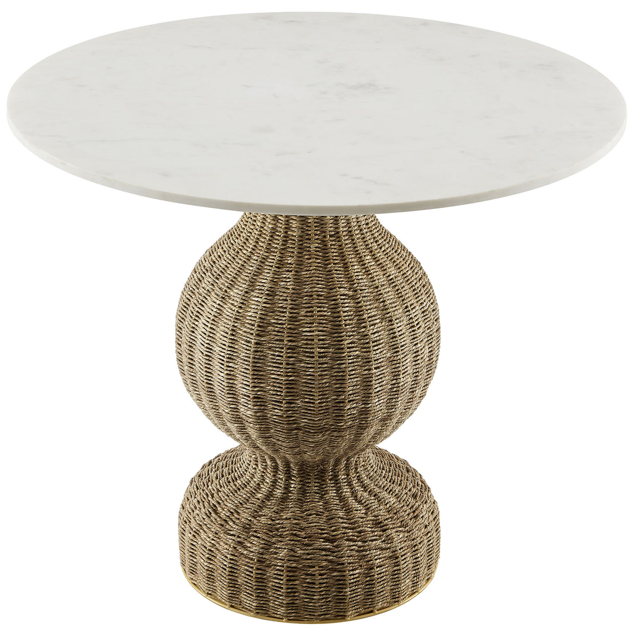 Valthera Round Dining Table, White & Natural Wood