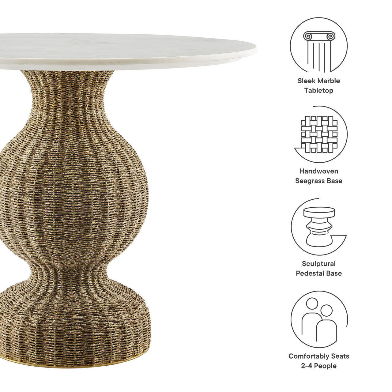 Valthera Round Dining Table, White & Natural Wood