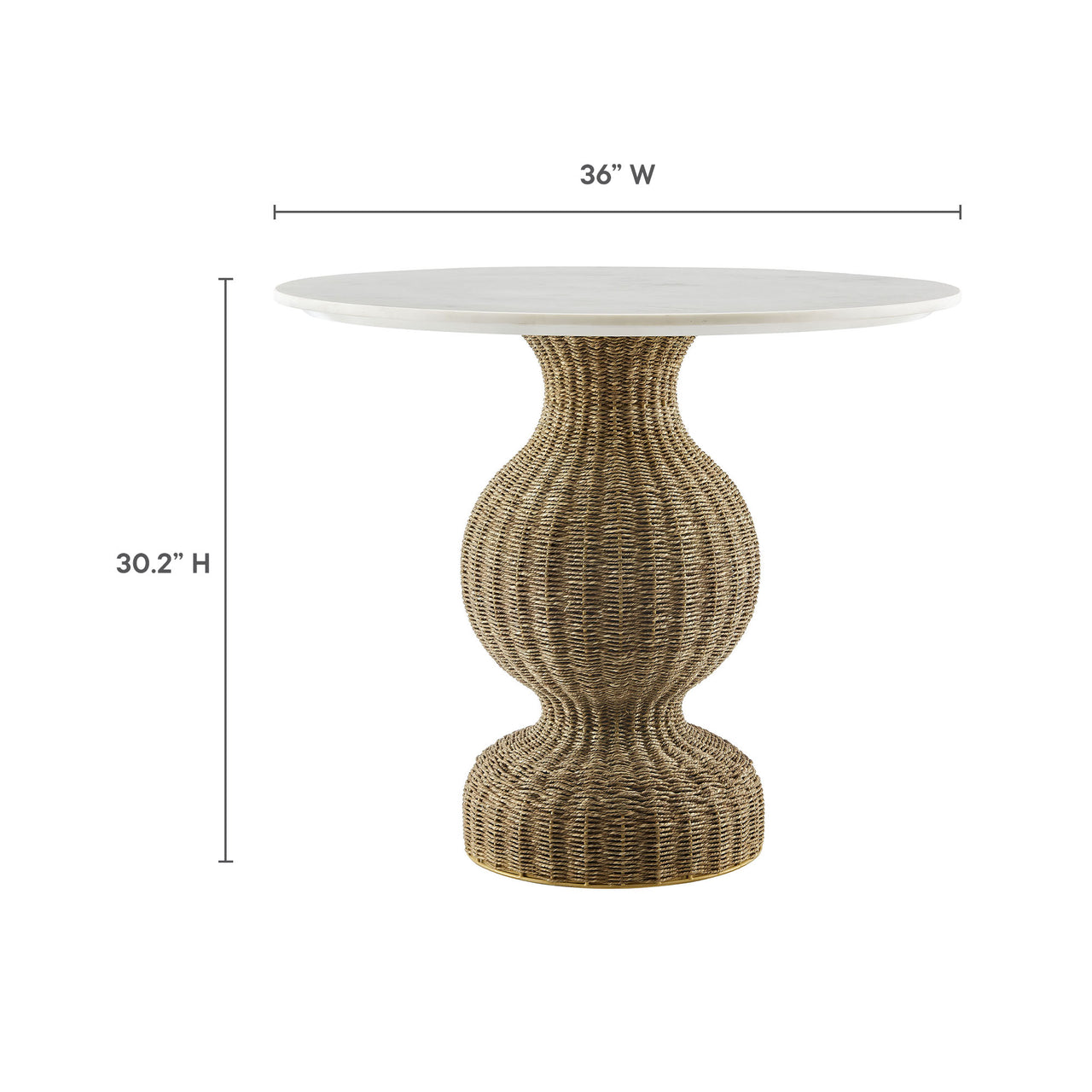 Valthera Round Dining Table, White & Natural Wood
