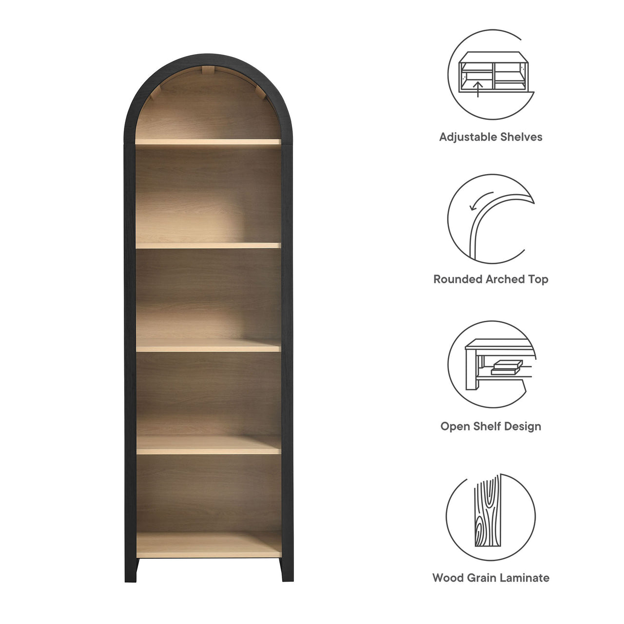 Eloweth Bookcase | Display Cabinet, Small, Black