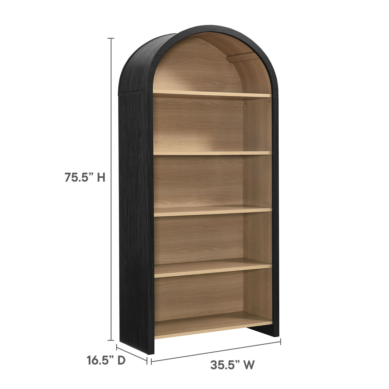 Eloweth Bookcase | Display Cabinet, Large, Black