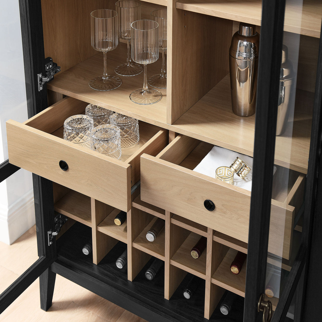 Althene Arched Bar Cabinet, Black