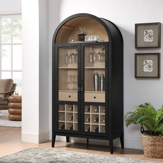 Althene Arched Bar Cabinet, Black