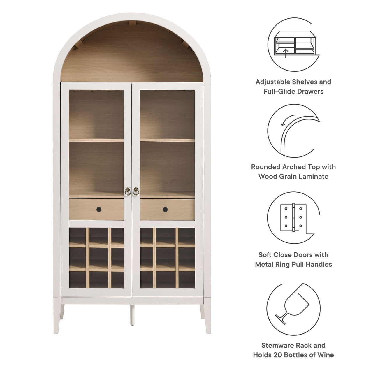 Althene Arched Bar Cabinet, Ivory