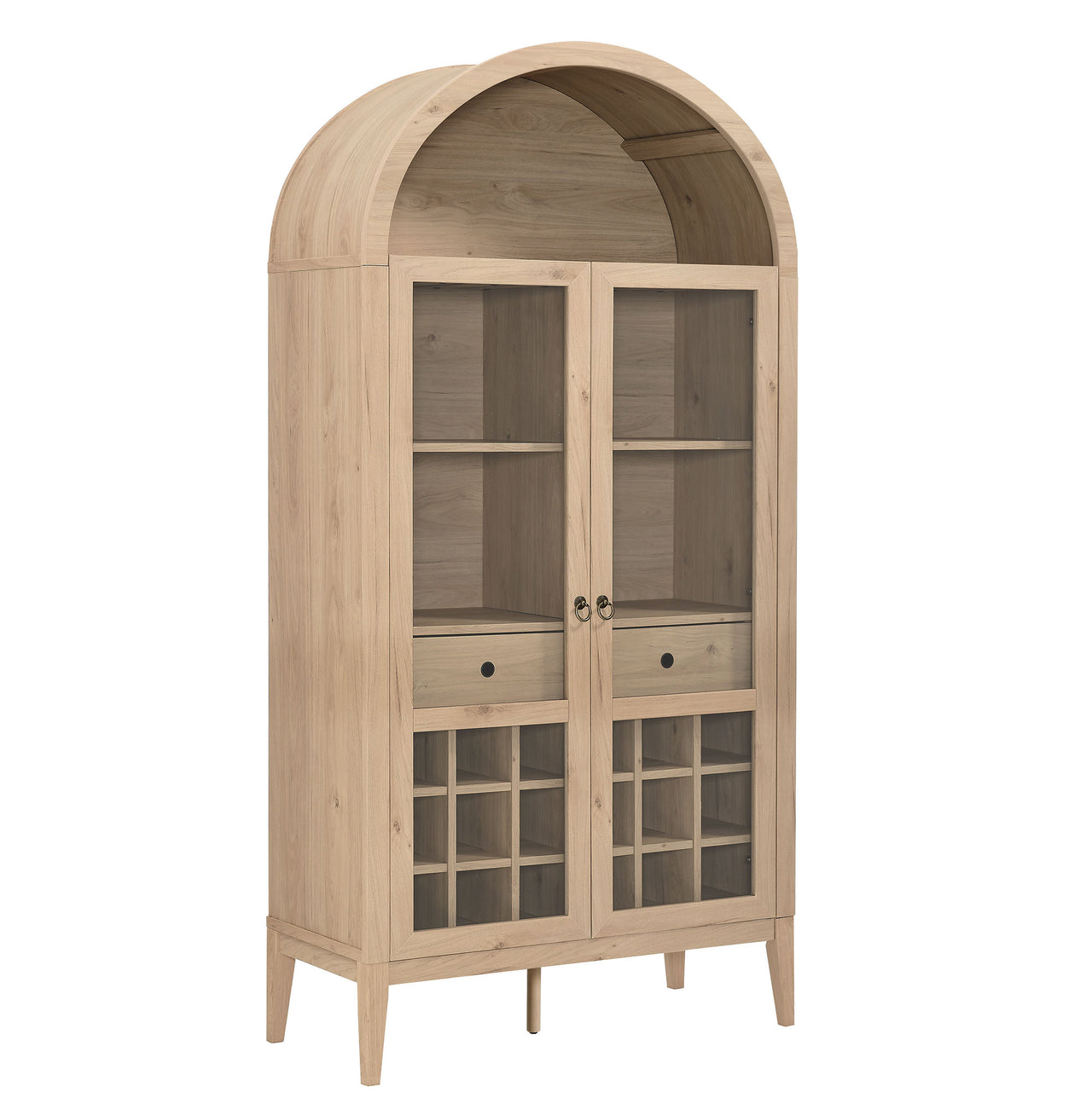 Althene Arched Bar Cabinet, Light Oak