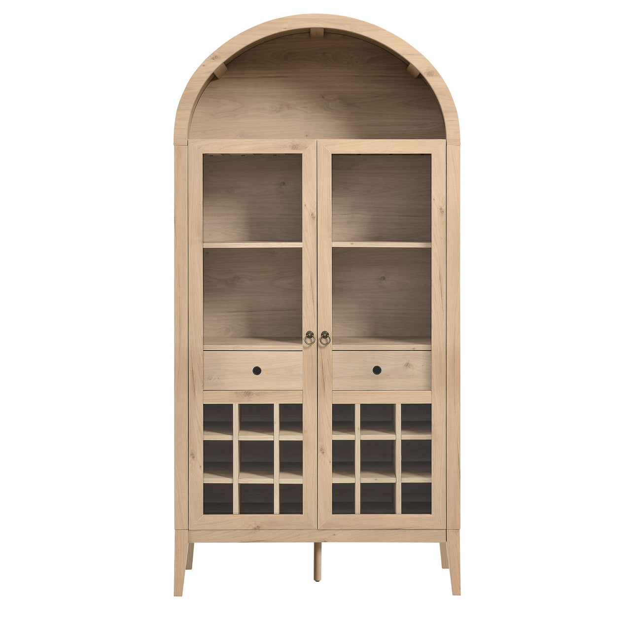 Althene Arched Bar Cabinet, Light Oak