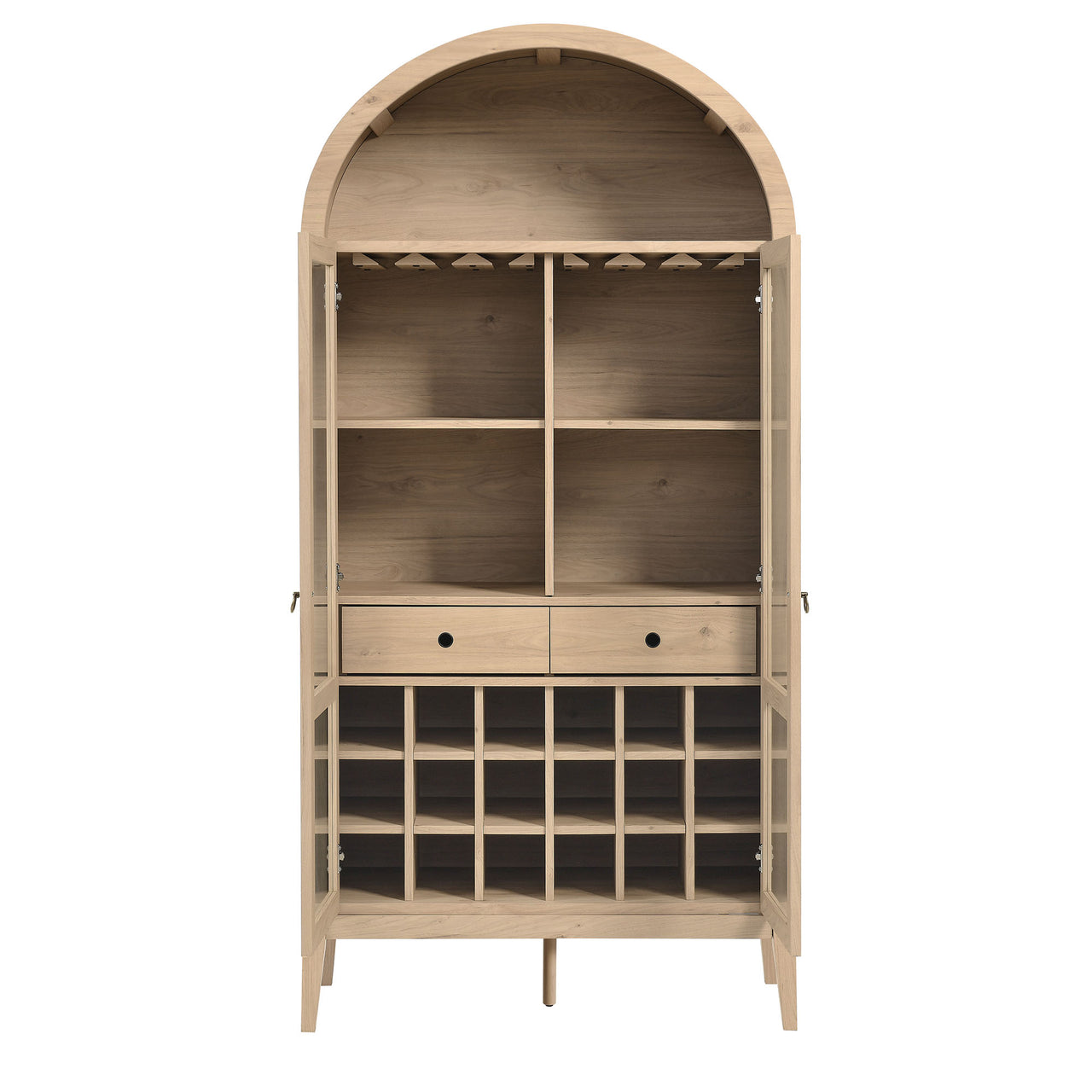 Althene Arched Bar Cabinet, Light Oak