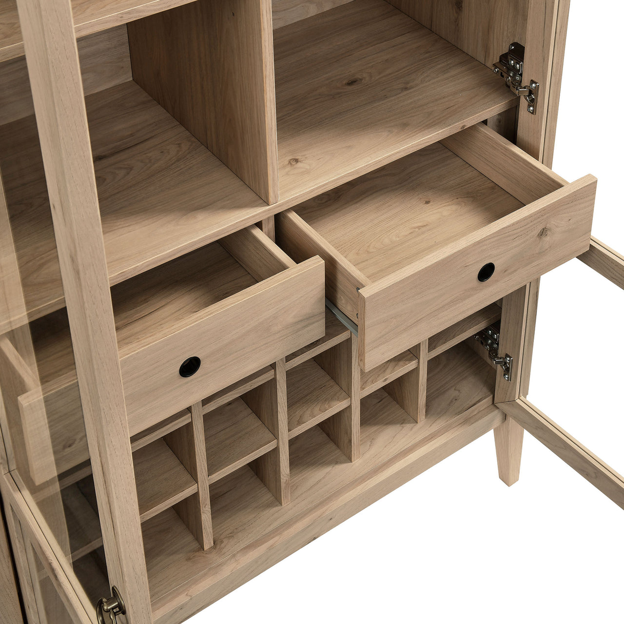 Althene Arched Bar Cabinet, Light Oak