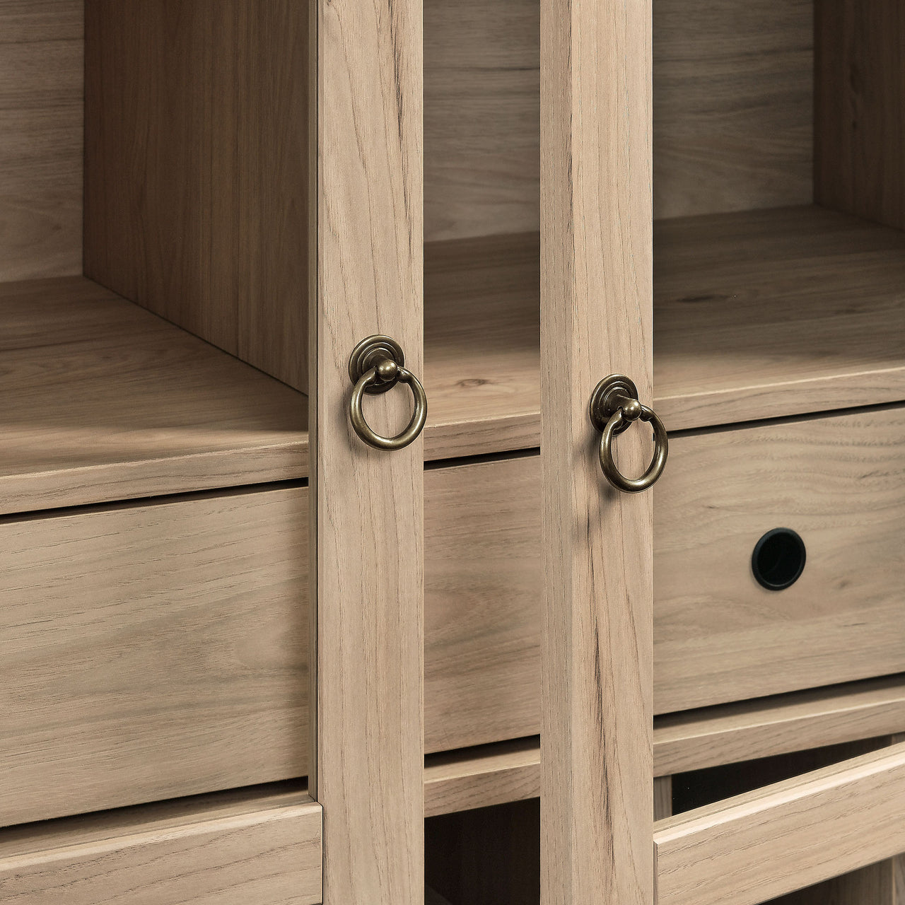 Althene Arched Bar Cabinet, Light Oak