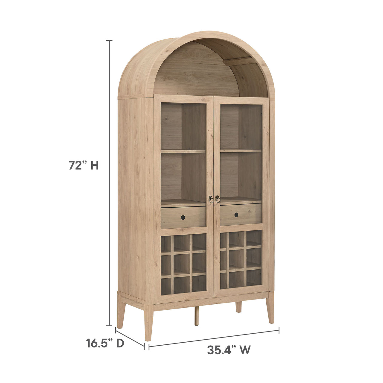 Althene Arched Bar Cabinet, Light Oak