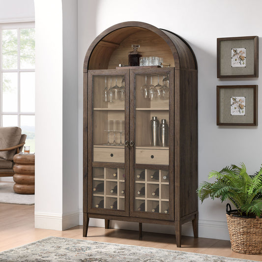Althene Arched Bar Cabinet, Dark Walnut