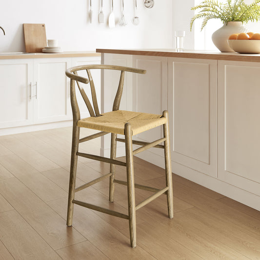 Shaker Wood Counter Stool, Weathered Gray