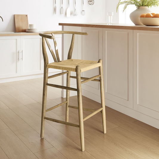 Shaker Wood Bar Stool, Weathered Gray