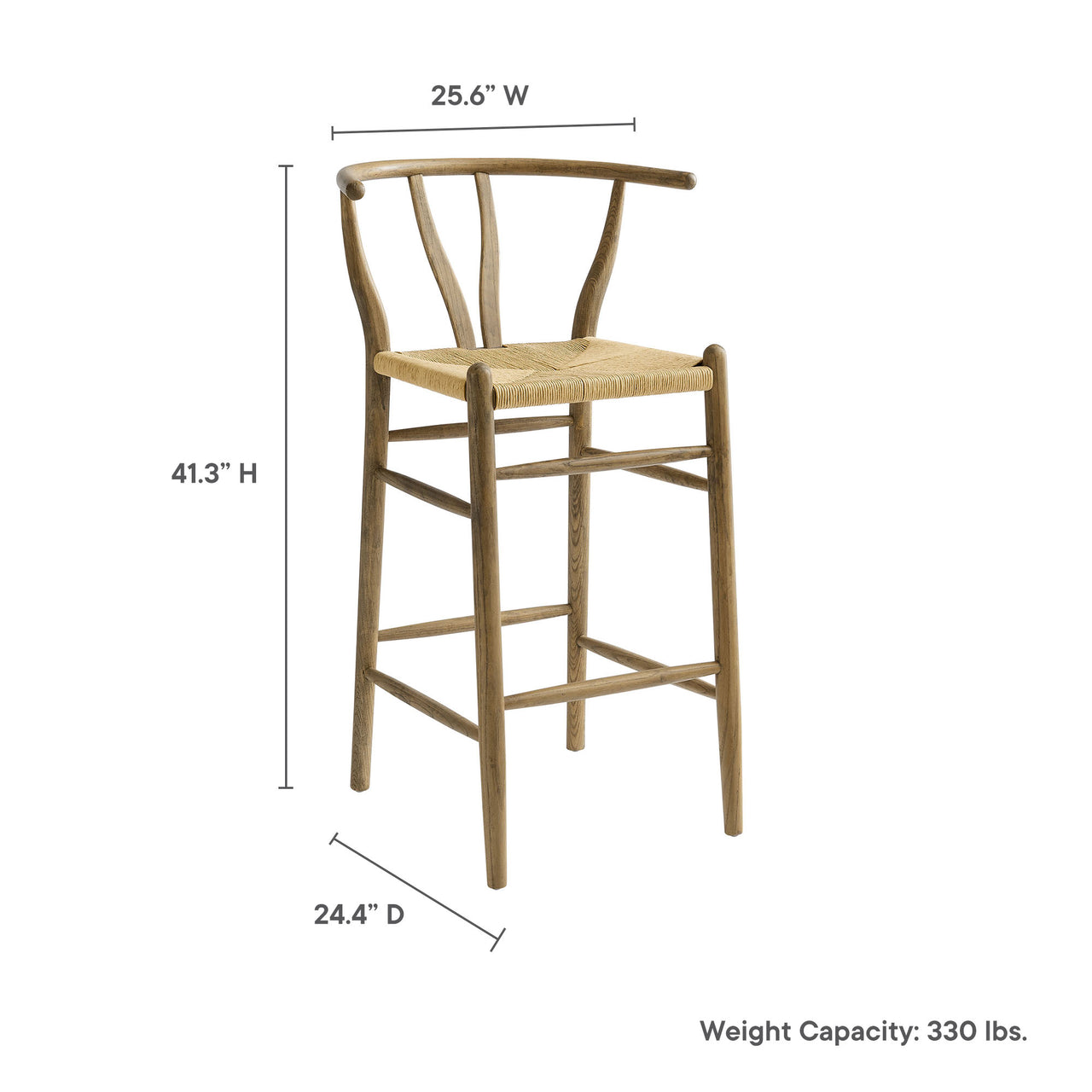 Shaker Wood Bar Stool, Weathered Gray