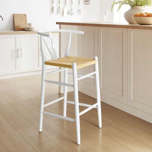 Shaker Wood Bar Stool, White