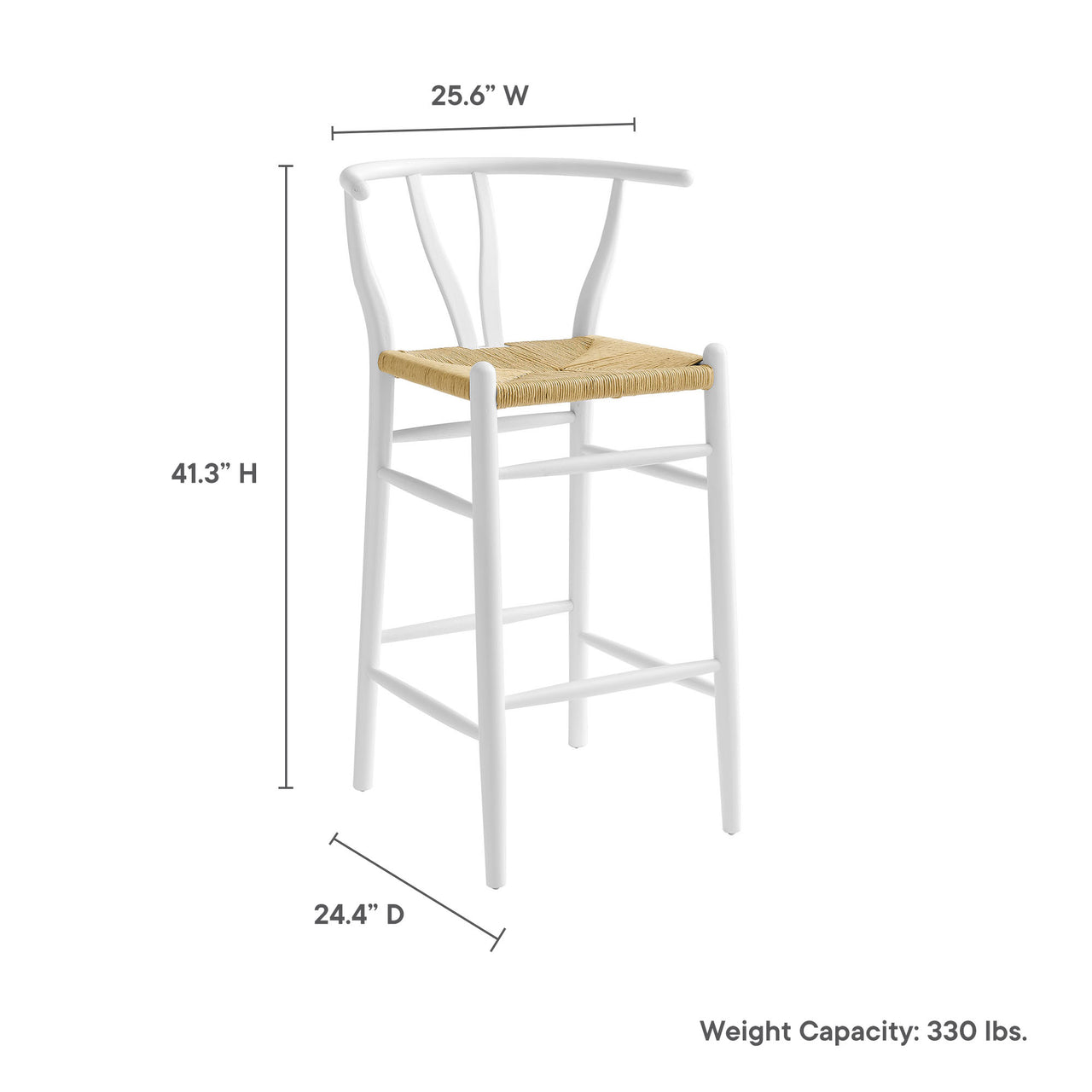 Shaker Wood Bar Stool, White