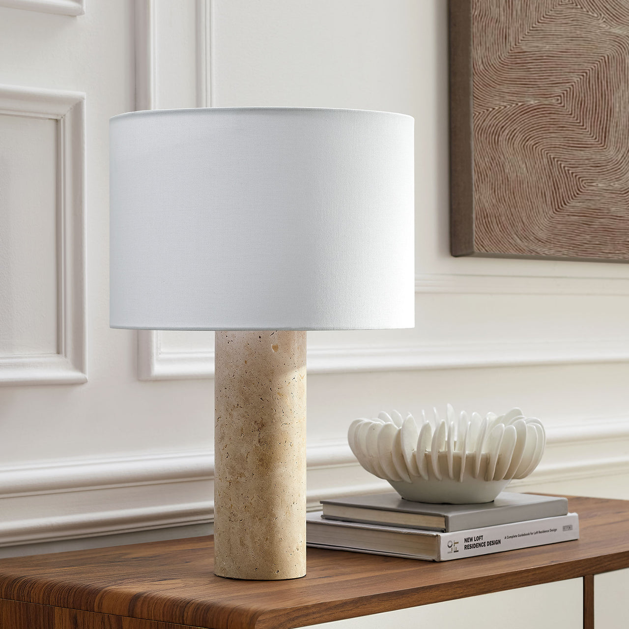 Avarith Table Lamp, Travertine