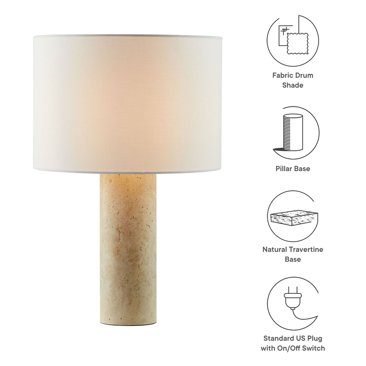Avarith Table Lamp, Travertine